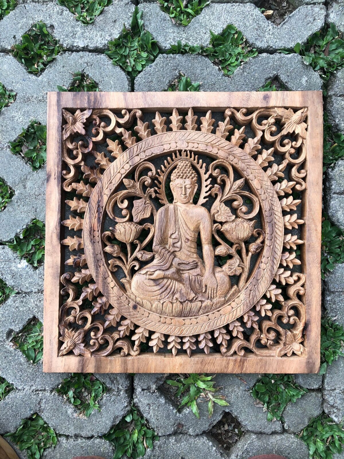 Budha Wood Wall Decor,Hand,Carved Buddha Wood Wall Art,Zen Meditation Panel