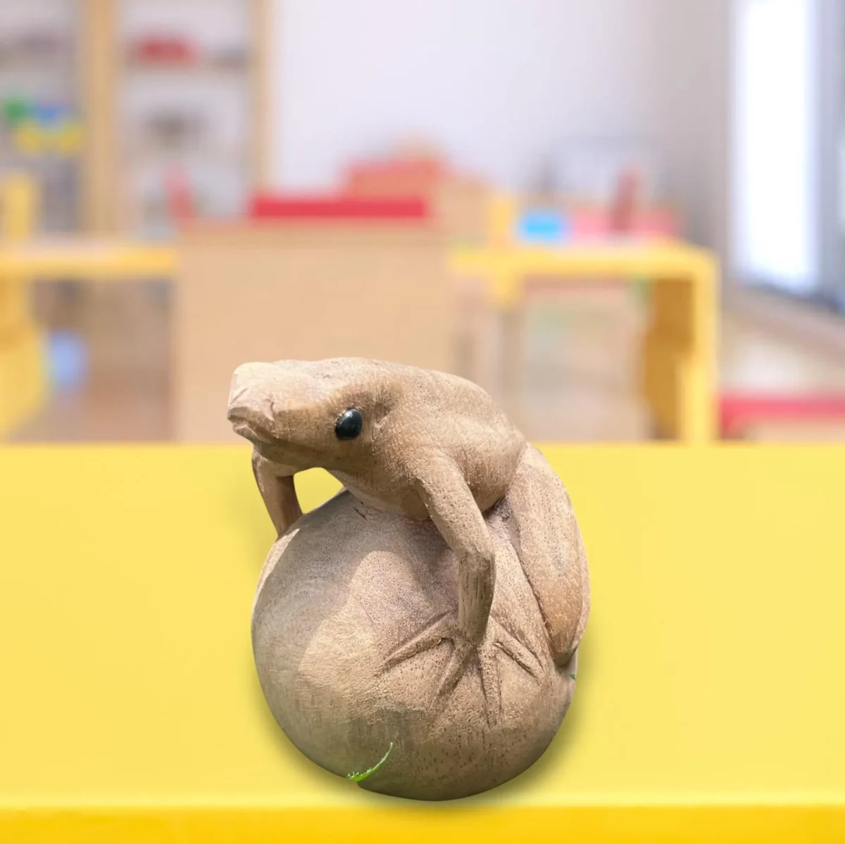 Hand Carved Wooden Frog Figurine,Handmade Animal Decor, Rustic Home Accent