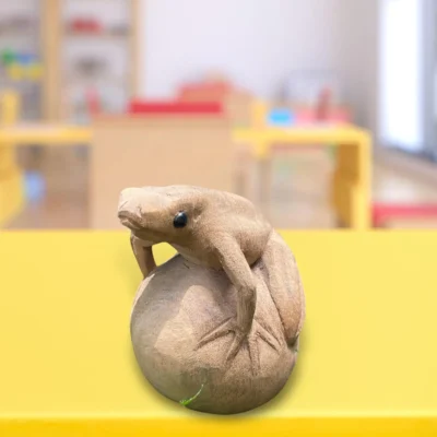Hand Carved Wooden Frog Figurine,Handmade Animal Decor, Rustic Home Accent