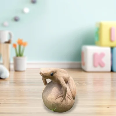 Hand Carved Wooden Frog Figurine,Handmade Animal Decor, Rustic Home Accent