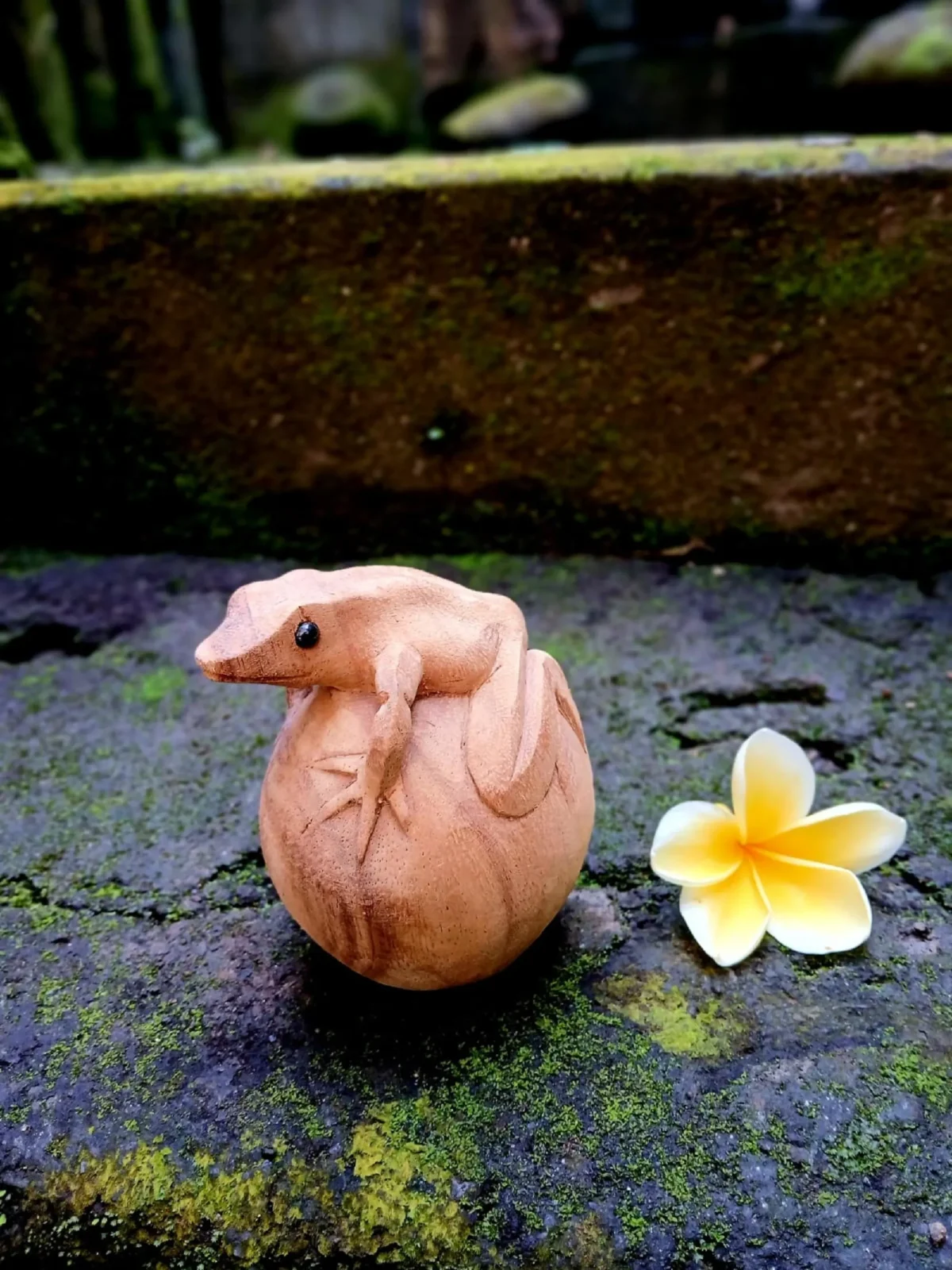 Hand Carved Wooden Frog Figurine,Handmade Animal Decor, Rustic Home Accent