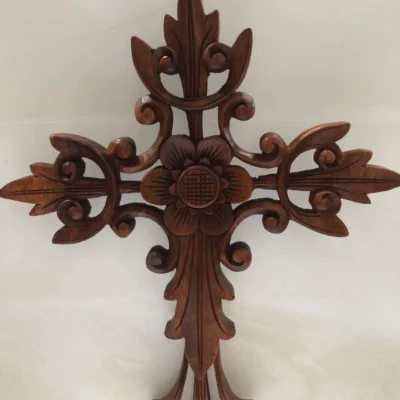 Carving  christian hand carved cross flower,wood carving,hand made ,wall art,wall decor