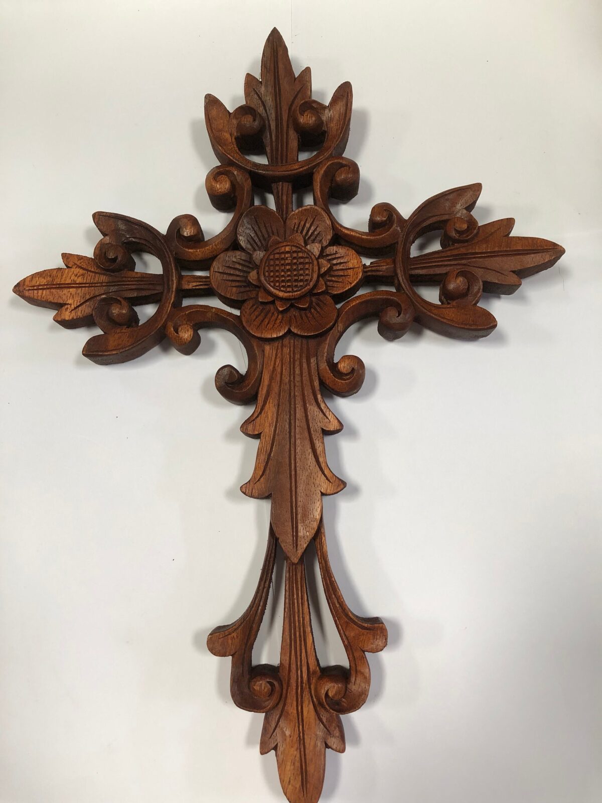 Carving  christian hand carved cross flower,wood carving,hand made ,wall art,wall decor