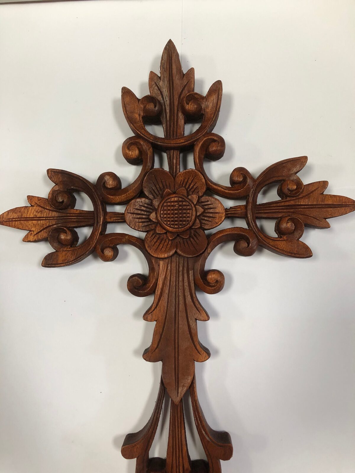Carving  christian hand carved cross flower,wood carving,hand made ,wall art,wall decor