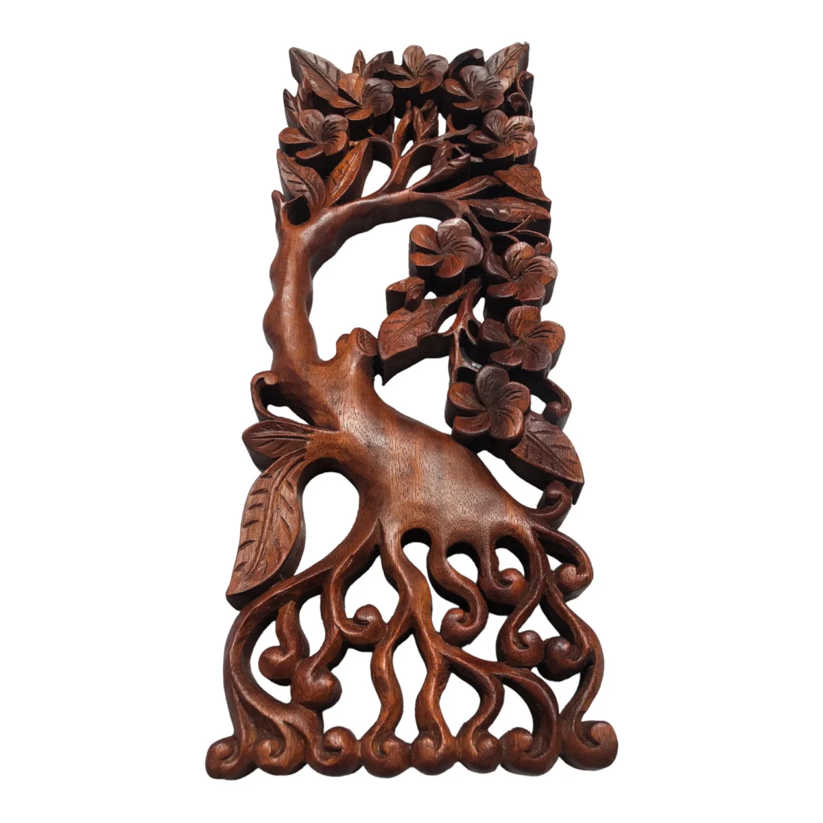 Tree Of Life Wall Art Decor,Handmade Rectangular Wood Carving, Traditional Bali Wall Art