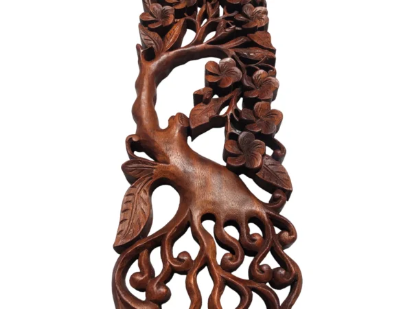 Tree Of Life Wall Art Decor,Handmade Rectangular Wood Carving, Traditional Bali Wall Art