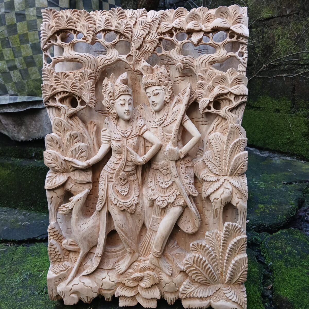 Ramayana Love Story Panel,Ramashinta Wooden Wall Art,Hand-Carved Wooden Ramashinta Wall Panel,Balinese Hindu Art