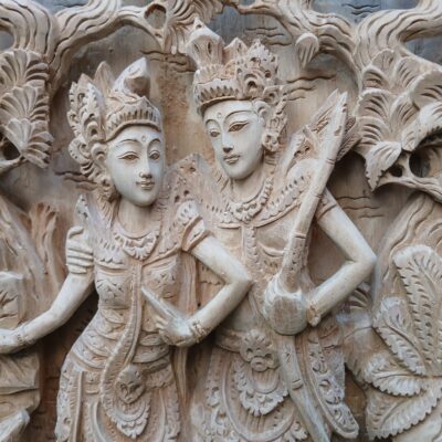 Ramayana Love Story Panel,Ramashinta Wooden Wall Art,Hand-Carved Wooden Ramashinta Wall Panel,Balinese Hindu Art