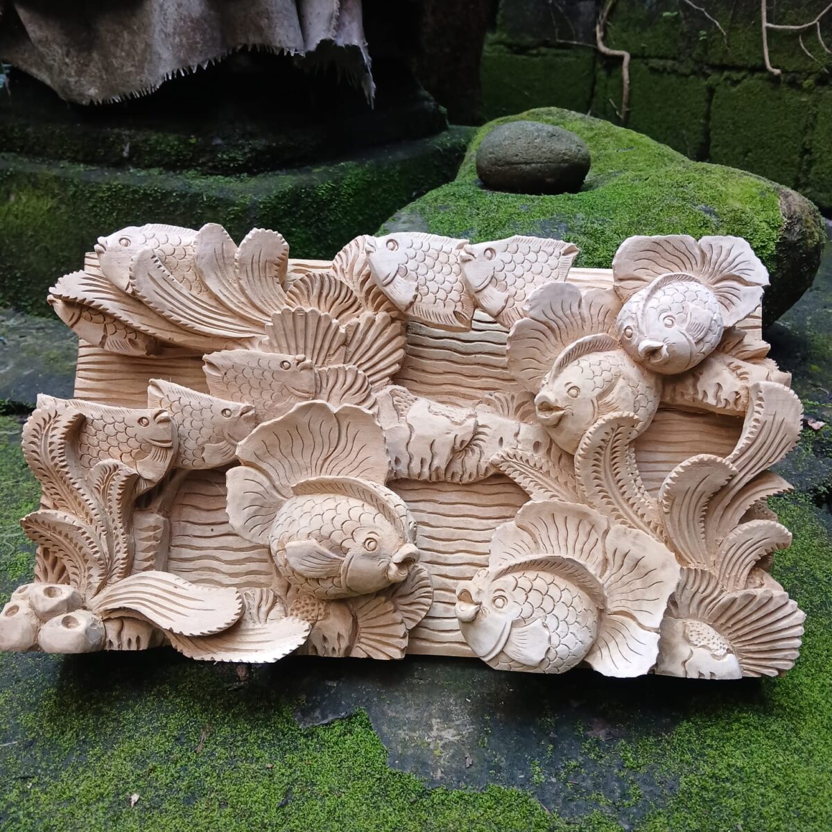 Fish Wall Art Decor,Ocean Theme Wood Carving, Handmade Beach House Decor