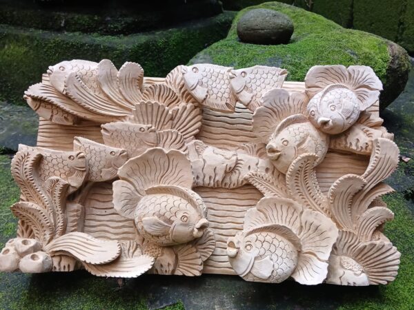 Fish Wall Art Decor,Ocean Theme Wood Carving, Handmade Beach House Decor