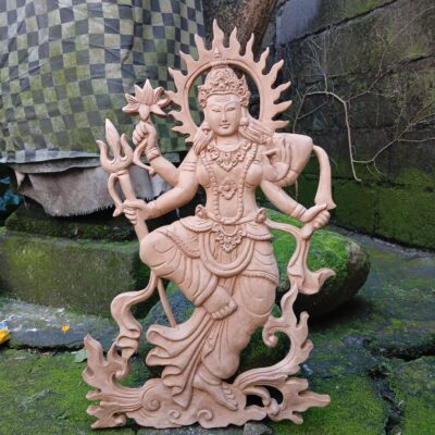 Parwati Wood Wall Decor – Hand-Carved Hindu Goddess Art, Parvati Wall Hanging, Divine Mother Home Decor