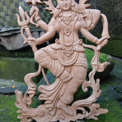 Parwati Wood Wall Decor – Hand-Carved Hindu Goddess Art, Parvati Wall Hanging, Divine Mother Home Decor