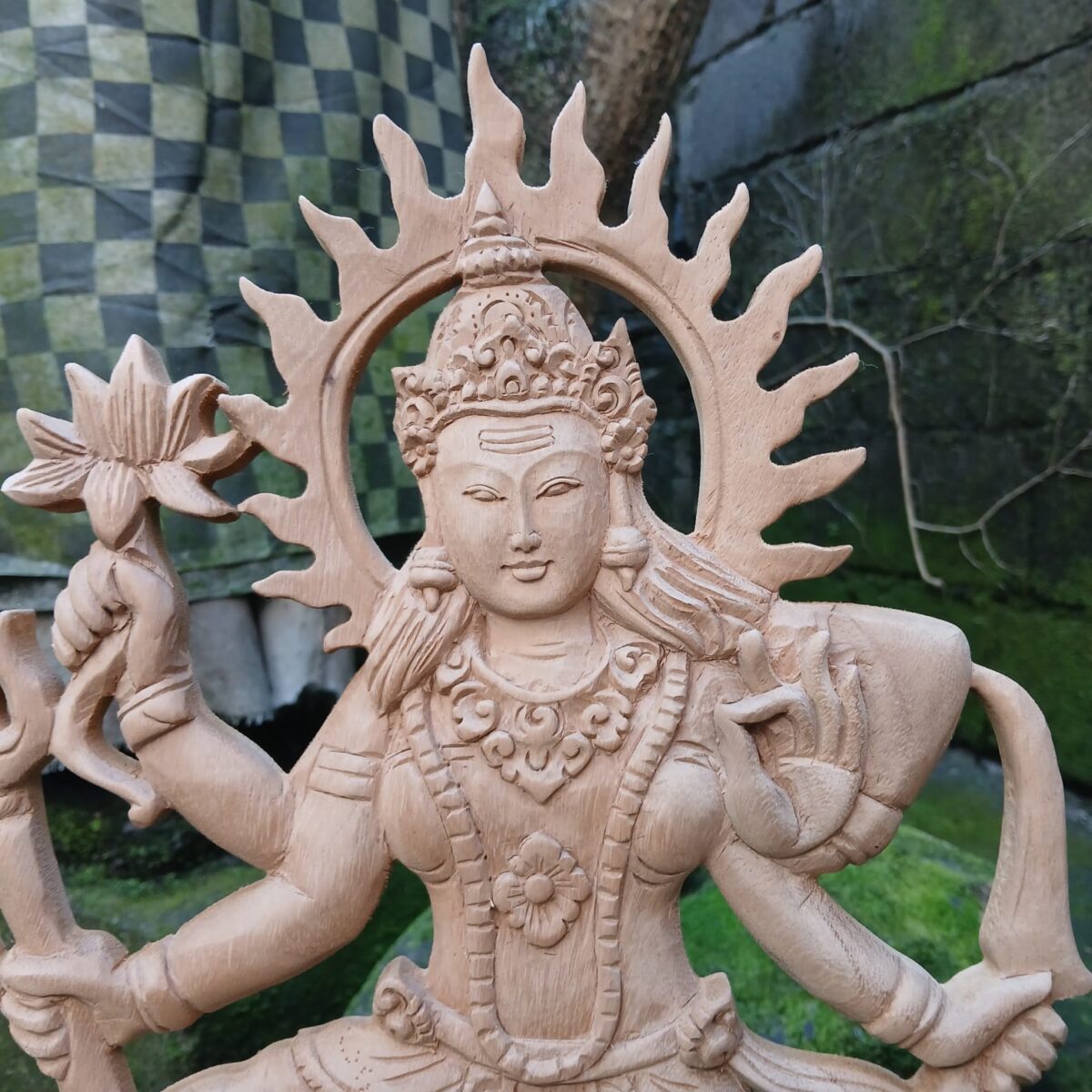 Parwati Wood Wall Decor – Hand-Carved Hindu Goddess Art, Parvati Wall Hanging, Divine Mother Home Decor