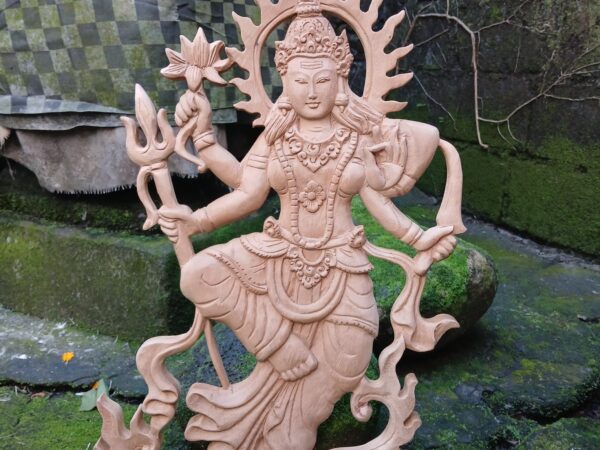 Parwati Wood Wall Decor – Hand-Carved Hindu Goddess Art, Parvati Wall Hanging, Divine Mother Home Decor