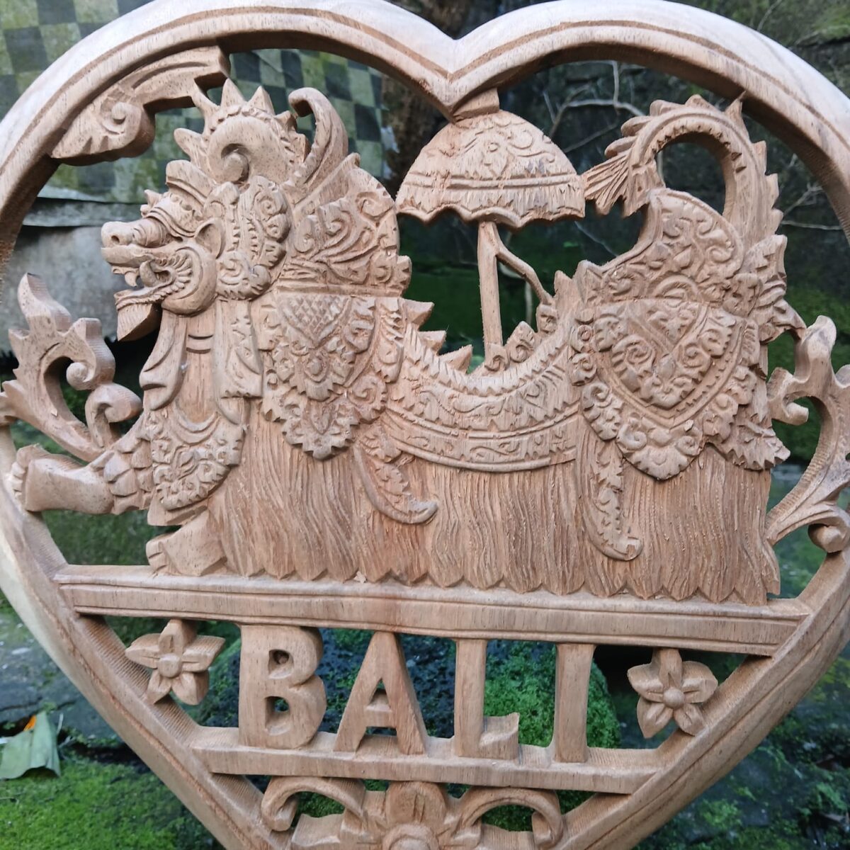 Barong Dance Wood Wall Decor,Hand-Carved Balinese Mythical Lion Art, Spiritual Wall Hanging