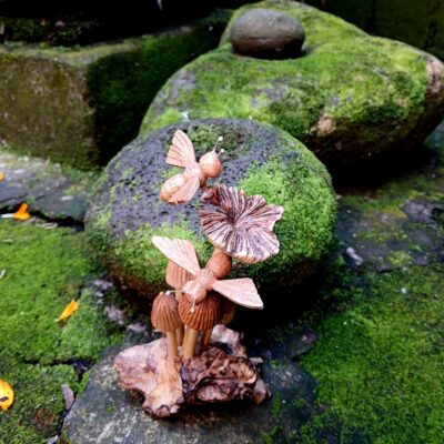 Hand-Carved Wooden Mushroom,Nature-Inspired Wood Sculpture, Rustic Forest Decor
