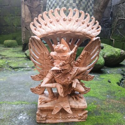 Hand‑Carved Balinese Wooden Garuda Statue – Vishnu’s Mythical Eagle, Traditional Home Décor
