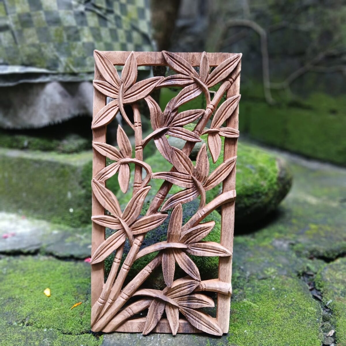 Bamboo Wood Wall Art – Hand-Carved Wall Decor, Natural Bamboo Panel
