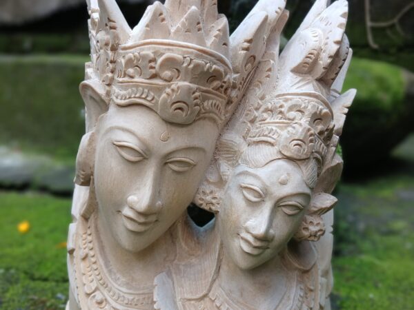 Rama Sita Wood Carving ,Handcrafted Hindu Couple Statue, Ramayana Decor, Sacred Love Figurine
