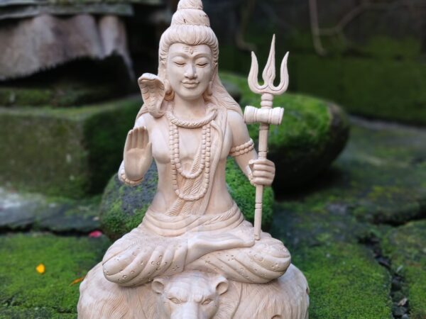 Siwa Wood Statue,Hand Carved Lord Shiva Sculpture, Hindu God Home Decor, Wooden Meditation Room Art