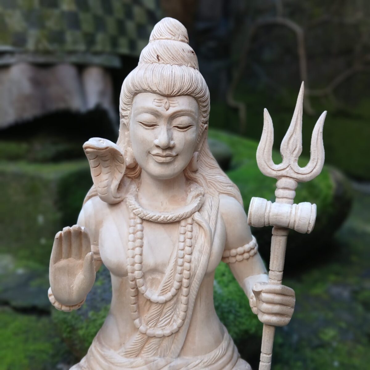 Siwa Wood Statue,Hand Carved Lord Shiva Sculpture, Hindu God Home Decor, Wooden Meditation Room Art