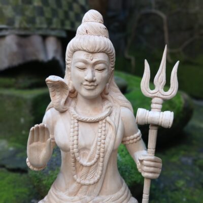Siwa Wood Statue,Hand Carved Lord Shiva Sculpture, Hindu God Home Decor, Wooden Meditation Room Art