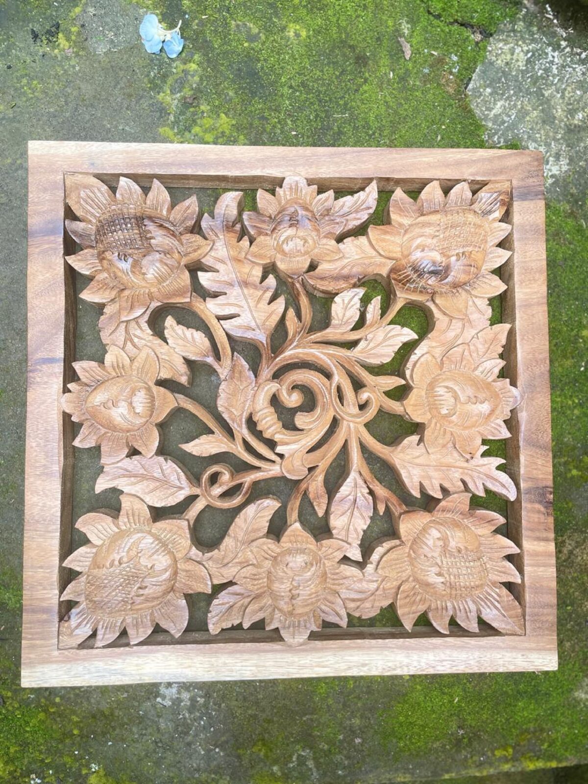 Handmade Flower Wood Wall Hanging,Wood Flower Wall Decor ,Rustic Floral Wall Art ,Carved Wooden Flower Sign