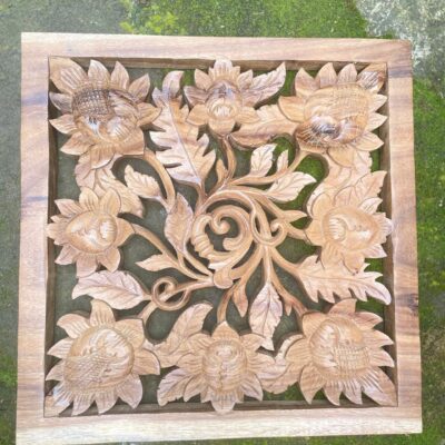 Handmade Flower Wood Wall Hanging,Wood Flower Wall Decor ,Rustic Floral Wall Art ,Carved Wooden Flower Sign