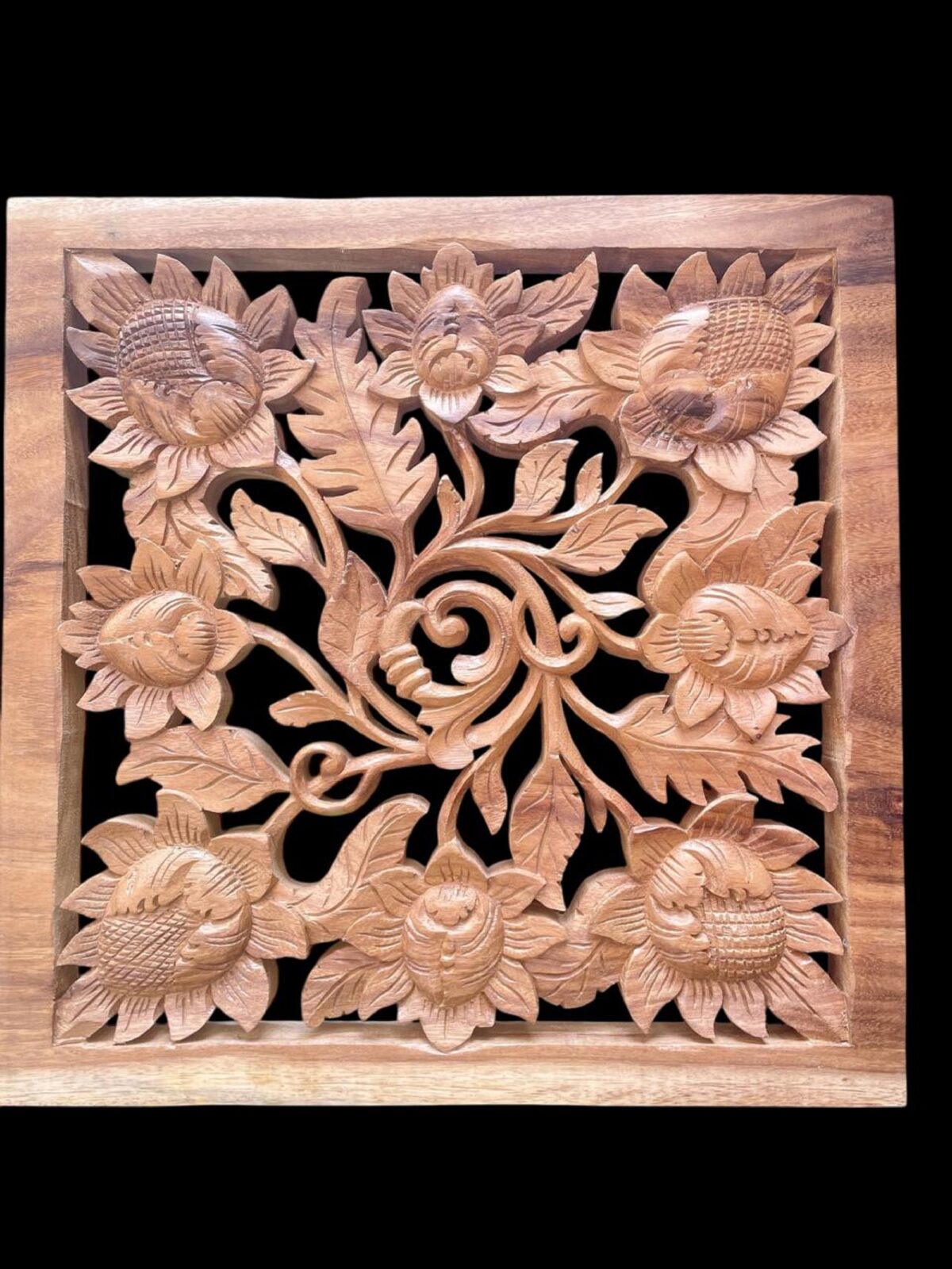 Handmade Flower Wood Wall Hanging,Wood Flower Wall Decor ,Rustic Floral Wall Art ,Carved Wooden Flower Sign
