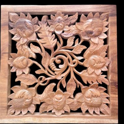 Handmade Flower Wood Wall Hanging,Wood Flower Wall Decor ,Rustic Floral Wall Art ,Carved Wooden Flower Sign