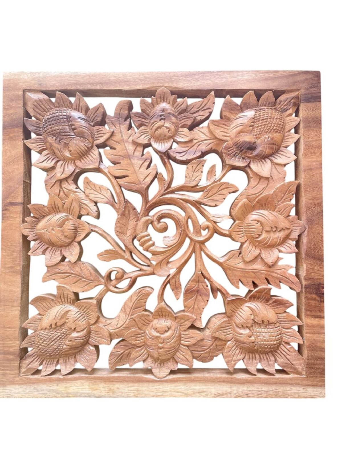 Handmade Flower Wood Wall Hanging,Wood Flower Wall Decor ,Rustic Floral Wall Art ,Carved Wooden Flower Sign