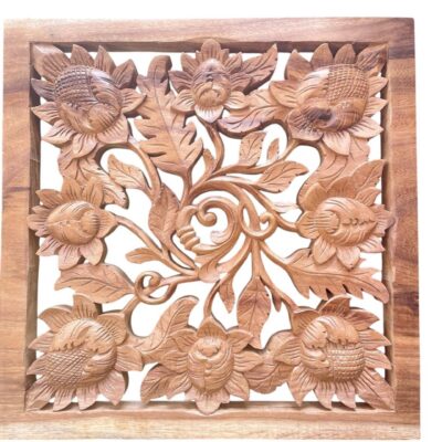 Handmade Flower Wood Wall Hanging,Wood Flower Wall Decor ,Rustic Floral Wall Art ,Carved Wooden Flower Sign