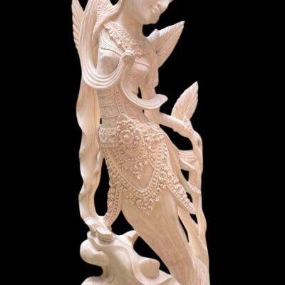 Balinese Dewi Sri Figure,Handcrafted Wood Sculpture of Rice and Fertility Goddess