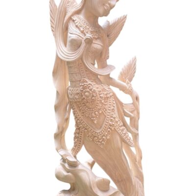 Balinese Dewi Sri Figure,Handcrafted Wood Sculpture of Rice and Fertility Goddess