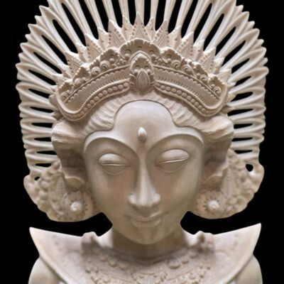 Hand-Carved Balinese Janger Dancer Statue,Suar Wood Sculpture Home Decor