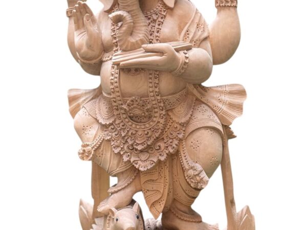 Ganesha Wood Carving Statue,Handcrafted Hindu Elephant God Wall Art, Balinese Ganesh Decor, Spiritual Home Altar Sculpture