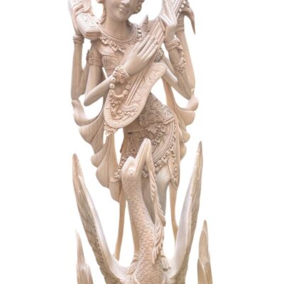 Saraswati Wood Carving,Handmade Balinese Goddess of Knowledge and Music