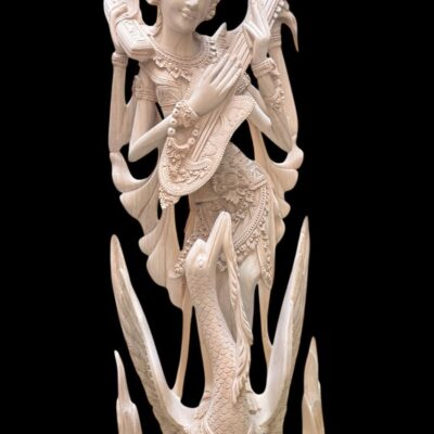 Saraswati Wood Carving,Handmade Balinese Goddess of Knowledge and Music