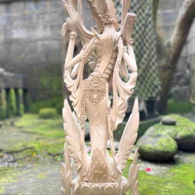 Saraswati Wood Carving,Handmade Balinese Goddess of Knowledge and Music