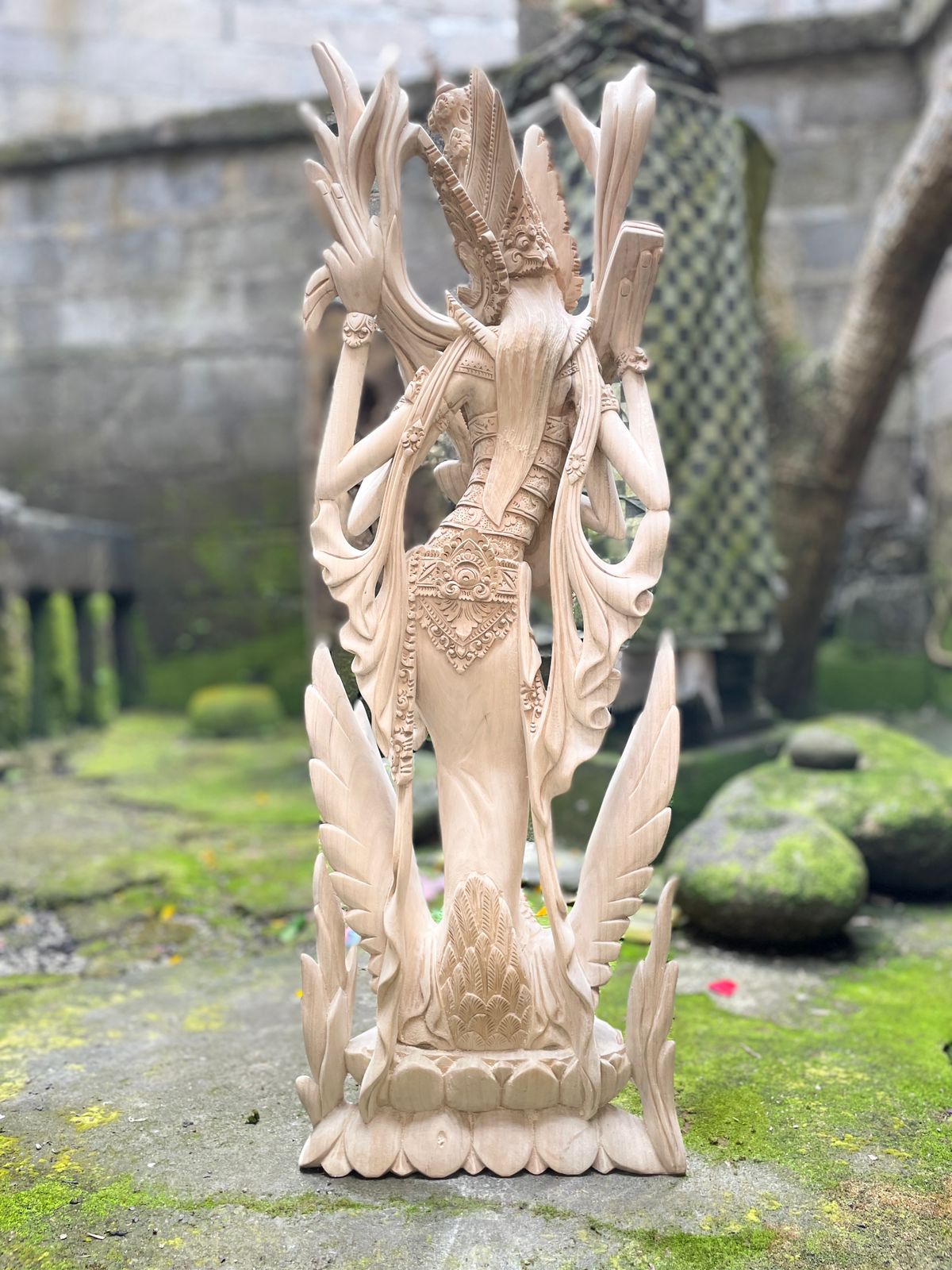 Saraswati Wood Carving,Handmade Balinese Goddess of Knowledge and Music