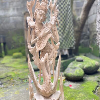 Saraswati Wood Carving,Handmade Balinese Goddess of Knowledge and Music