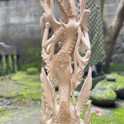 Saraswati Wood Carving,Handmade Balinese Goddess of Knowledge and Music