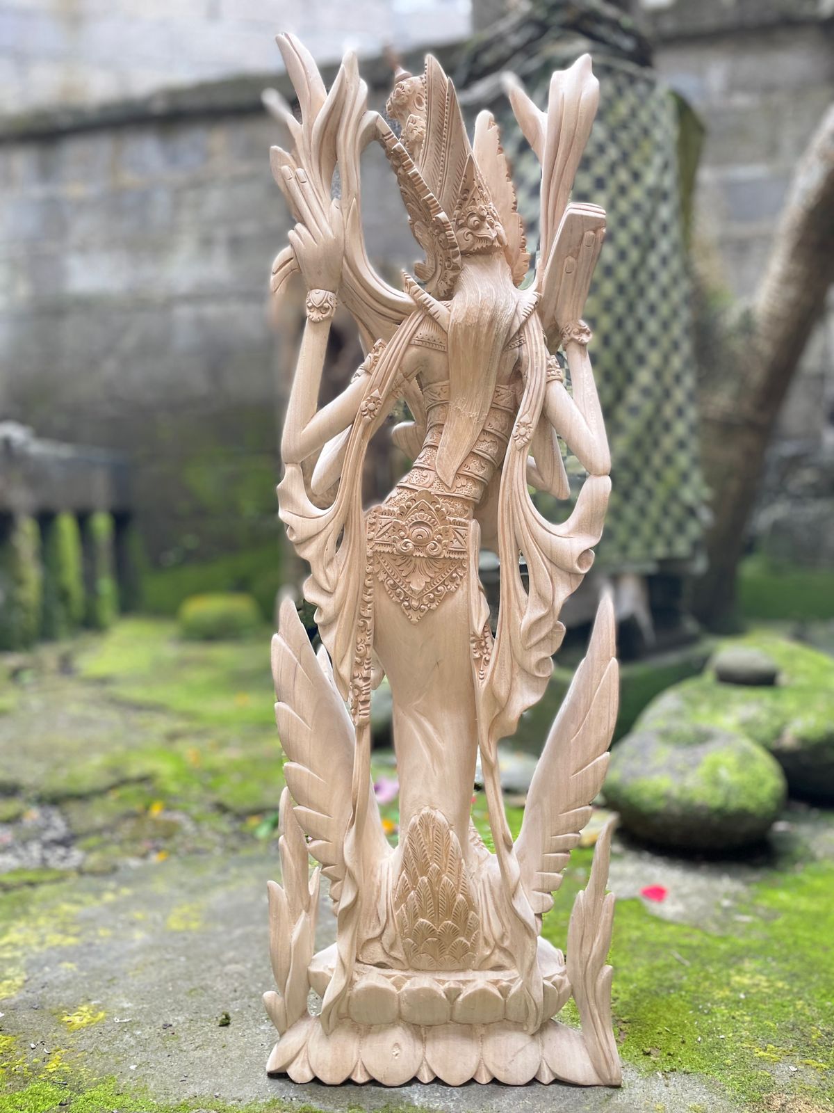Saraswati Wood Carving,Handmade Balinese Goddess of Knowledge and Music