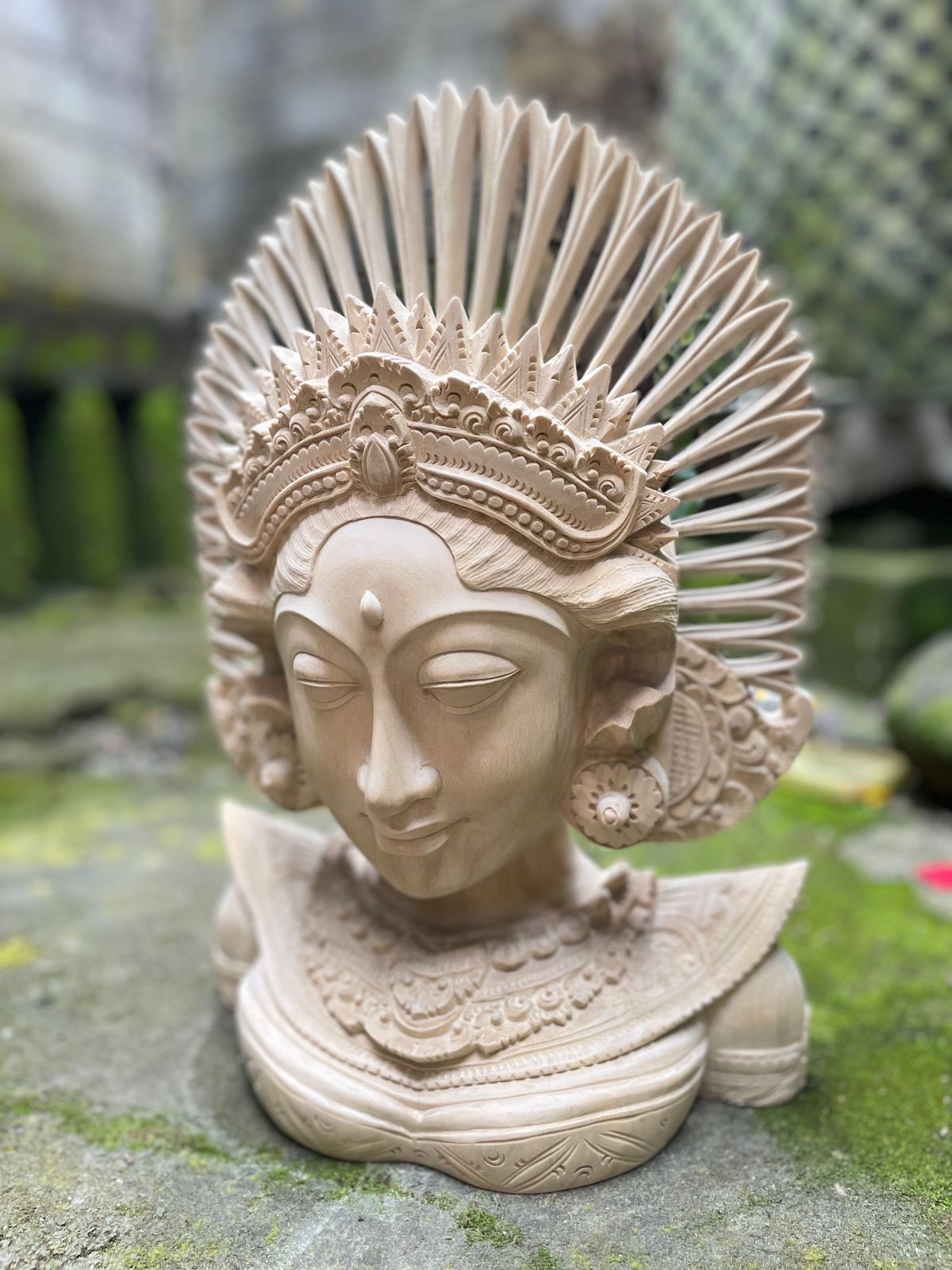Hand-Carved Balinese Janger Dancer Statue,Suar Wood Sculpture Home Decor