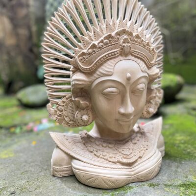 Hand-Carved Balinese Janger Dancer Statue,Suar Wood Sculpture Home Decor