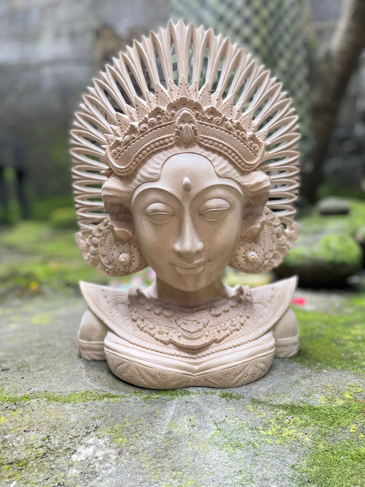 Hand-Carved Balinese Janger Dancer Statue,Suar Wood Sculpture Home Decor