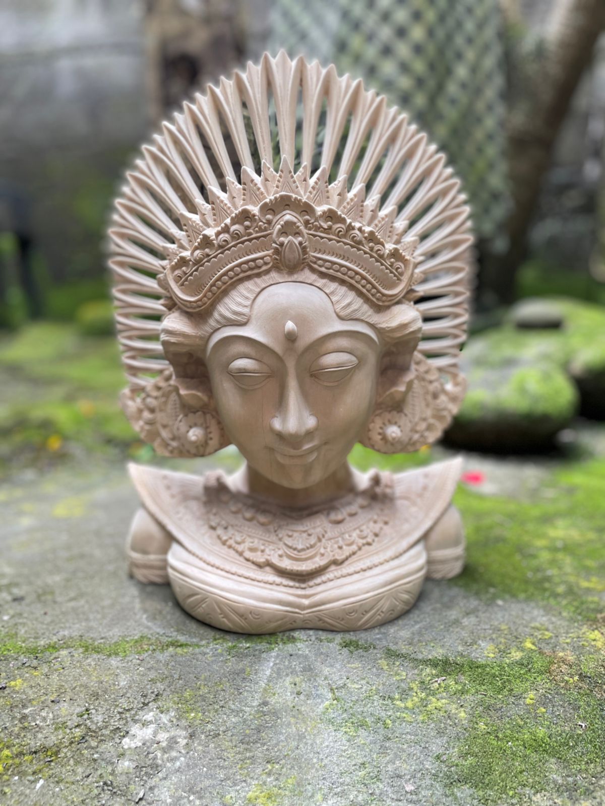 Hand-Carved Balinese Janger Dancer Statue,Suar Wood Sculpture Home Decor