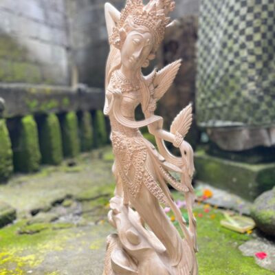 Balinese Dewi Sri Figure,Handcrafted Wood Sculpture of Rice and Fertility Goddess
