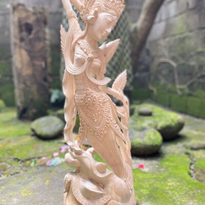Balinese Dewi Sri Figure,Handcrafted Wood Sculpture of Rice and Fertility Goddess