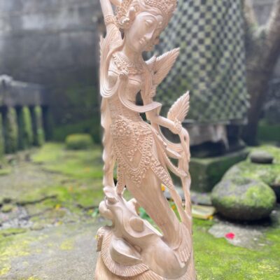 Balinese Dewi Sri Figure,Handcrafted Wood Sculpture of Rice and Fertility Goddess